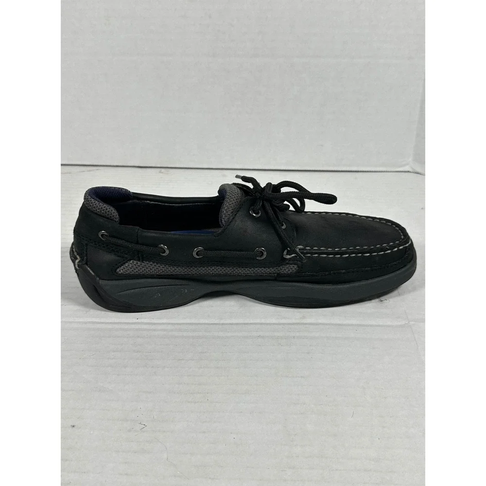 Sperry Top-Sider Mens Black Leather‎ Boat Shoes 0773507 Size 8M Mesh Panels